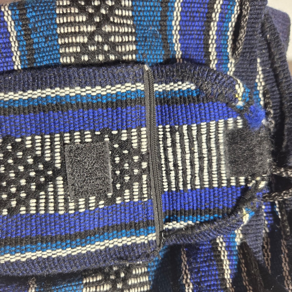 Boho Handwoven Mini Backpack Blue Striped Woven Festival Small Rucksack Bag - Picture 4 of 8